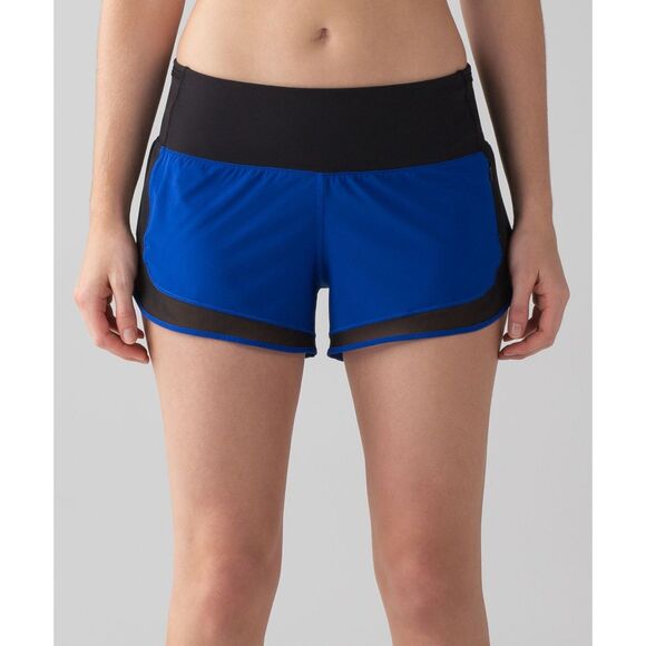 lululemon athletica Pants - Lululemon Mind Over Miles Short (3.5") Jet Stream Blue / Black EUC Size 6